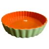 Форма для пирога d 28см, керамика, оранжево-салатовый